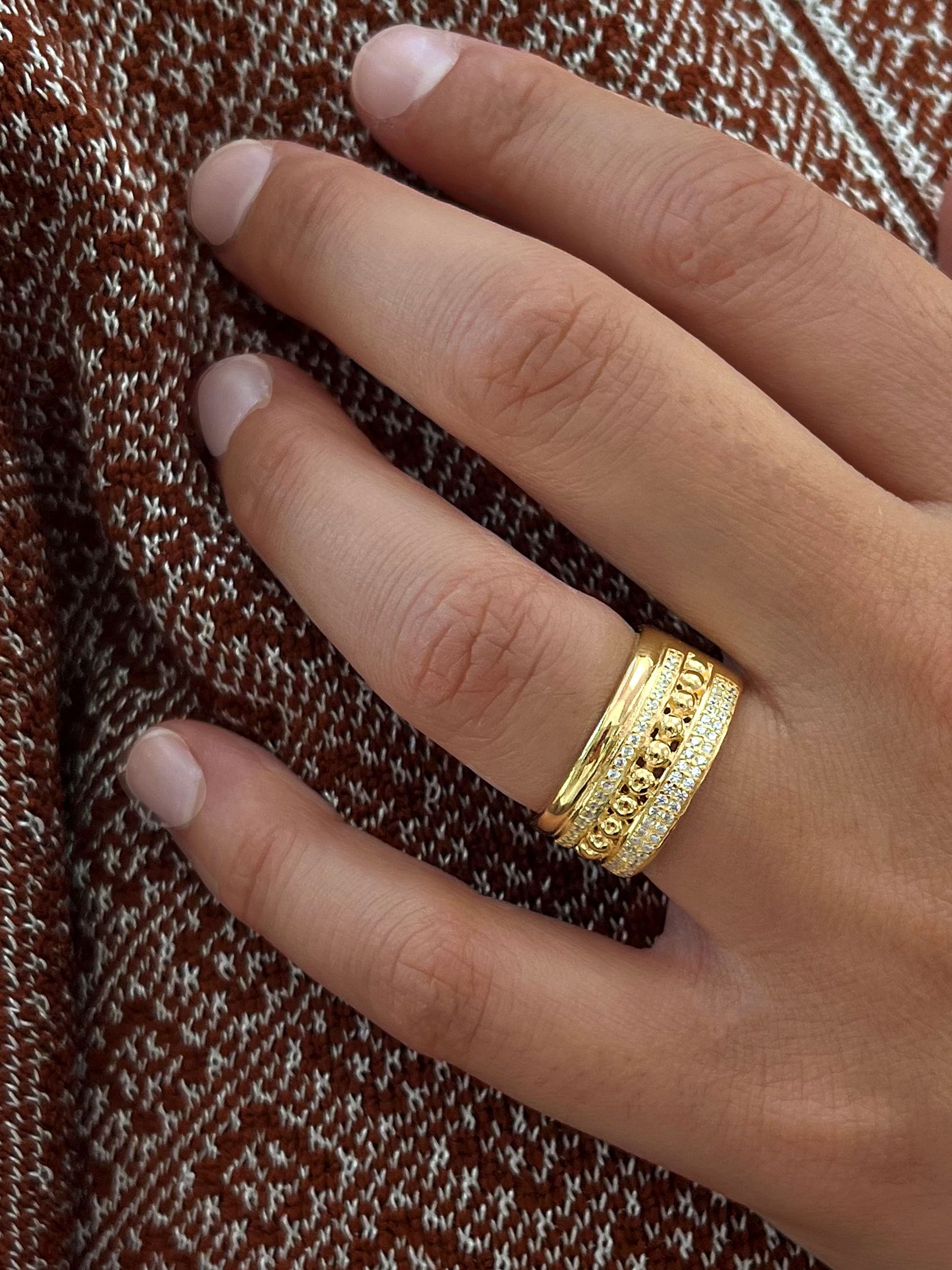 Bague dorée Or jaune 18k assemblée d'Oxyde de zirconium - Maison Di Giorgio