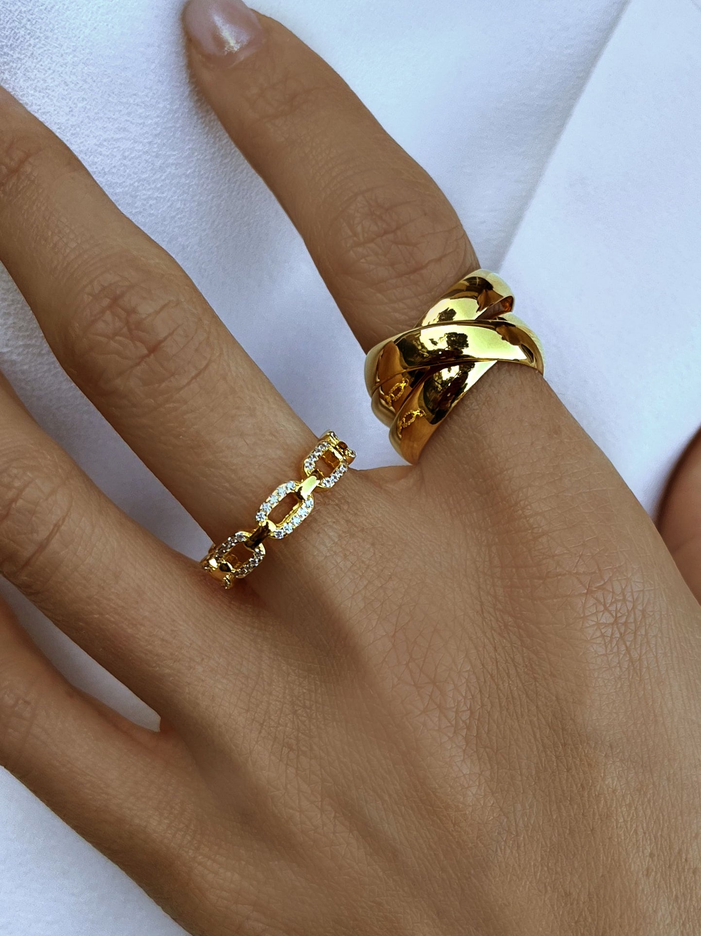 Bague dorée Or jaune 18k assemblée d'oxyde de zirconium - Maison Di Giorgio
