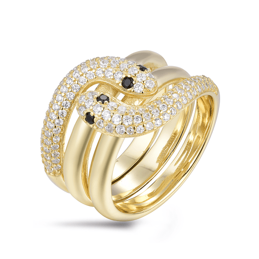 Bague dorée Or jaune 18k assemblée d'Oxyde de zirconium - Maison Di Giorgio