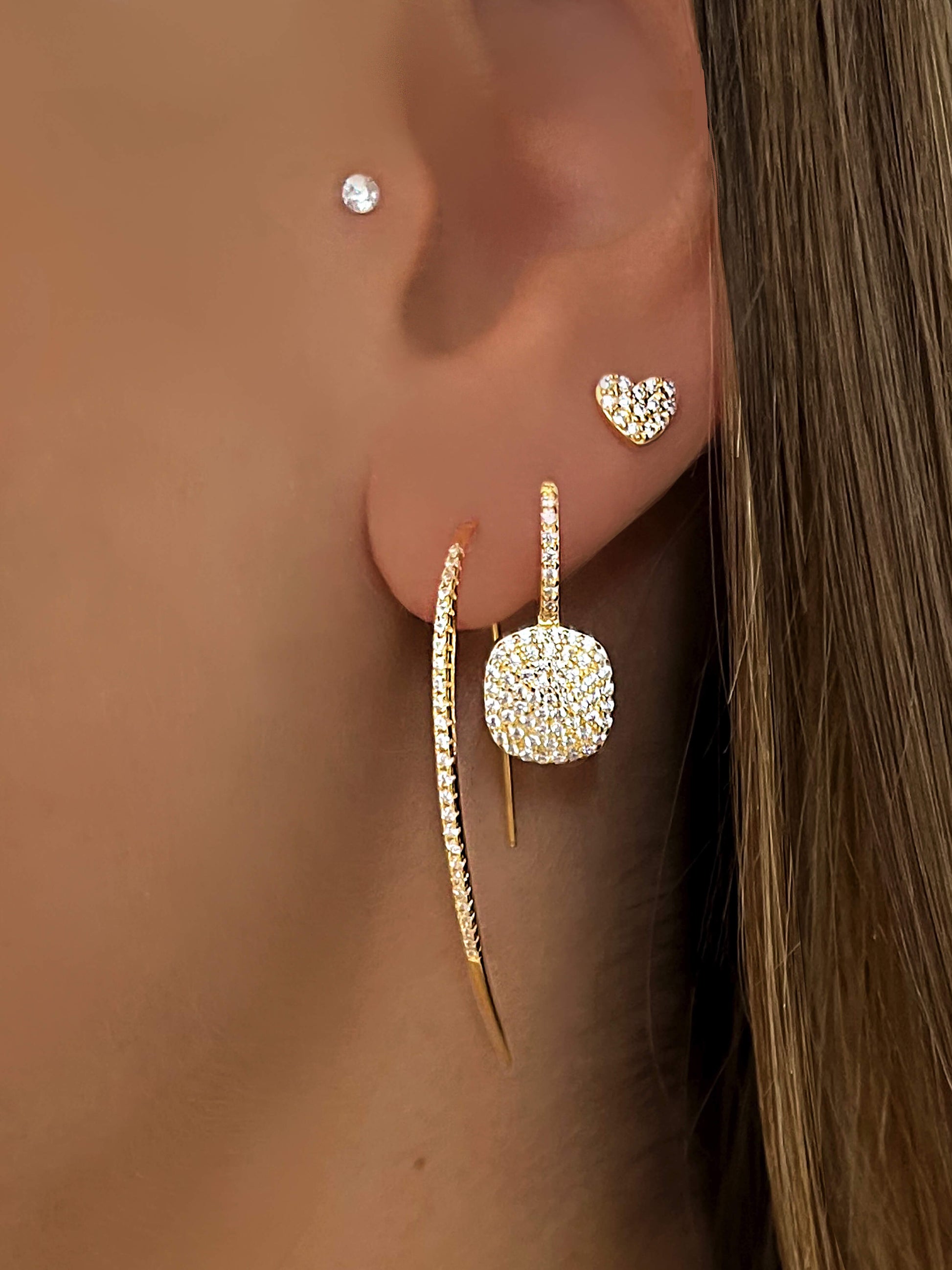 Boucles d'oreilles dorées Or jaune 18k assemblées d'oxyde de zirconium - Maison Di Giorgio