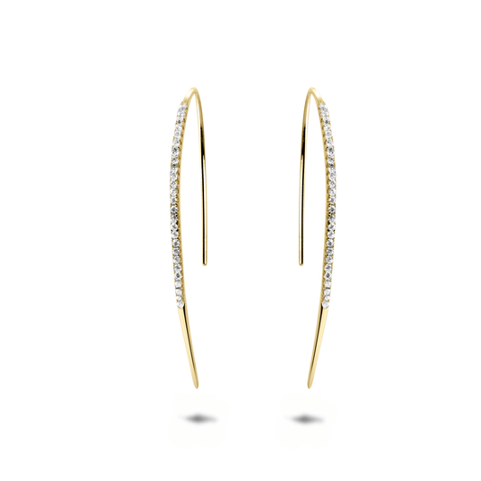 Boucles d'oreilles dorées Or jaune 18k assemblées d'oxyde de zirconium - Maison Di Giorgio