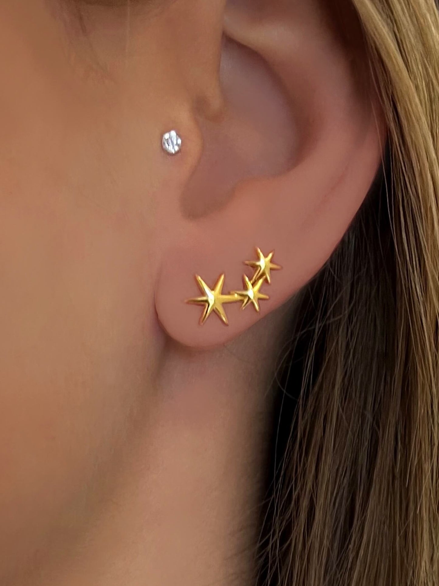Boucles d'oreilles dorées Or jaune 18k assemblées d'oxyde de zirconium - Maison Di Giorgio