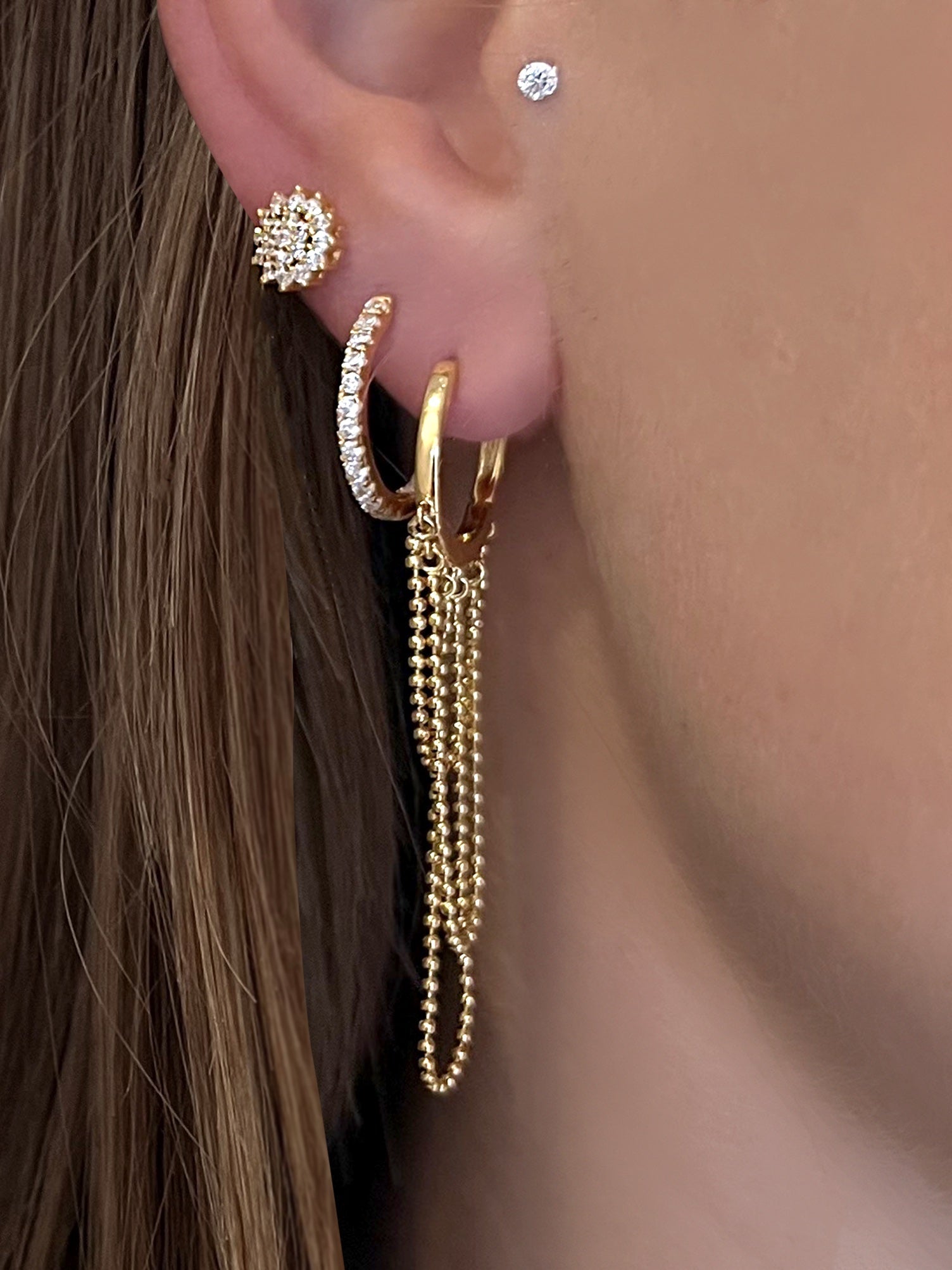 Boucles d'oreilles dorées Or jaune 18k assemblées d'Oxyde de zirconium - Maison Di Giorgio