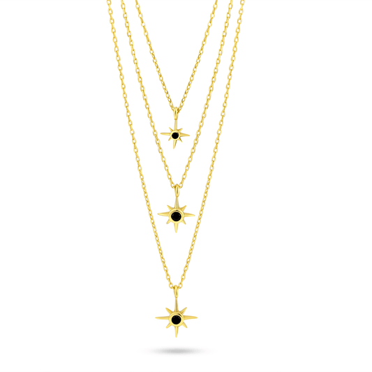 Collier doré Or jaune 18k assemblé d'oxyde de zirconium noir - Maison Di Giorgio