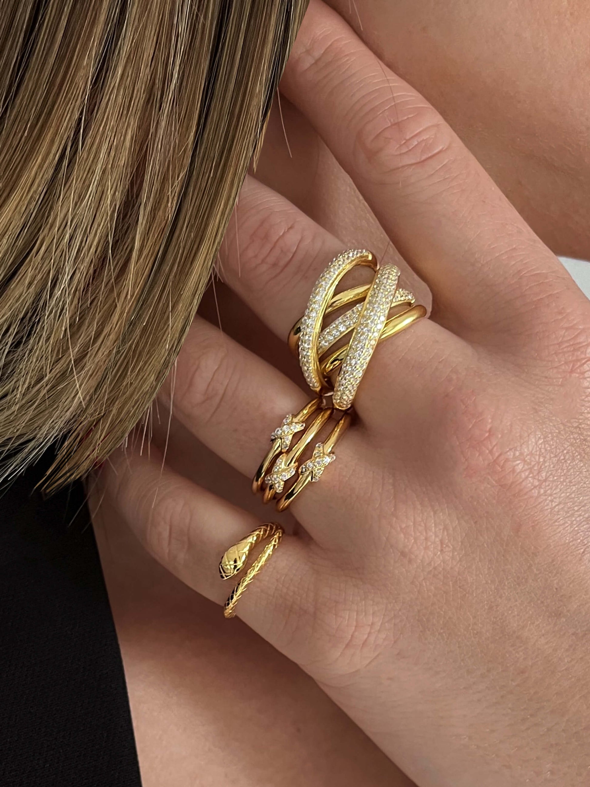 Bague dorée Or jaune 18k assemblée d'Oxyde de zirconium - Maison Di Giorgio