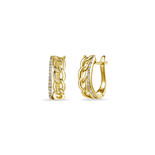 Boucles d'oreilles dorées Or jaune 18k assemblées d'Oxyde de zirconium - Maison Di Giorgio