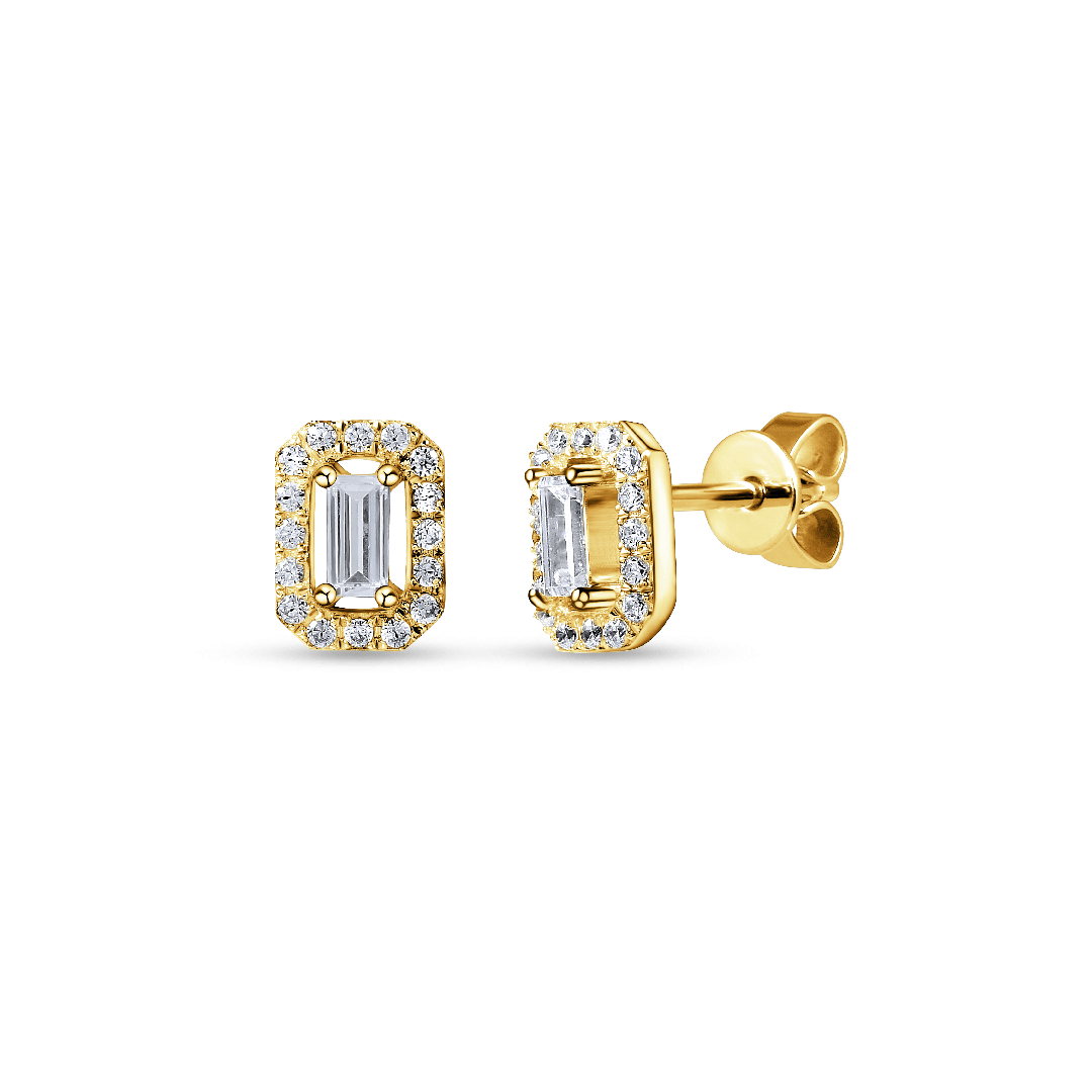 Boucles d'oreilles dorées Or jaune 18k assemblées d'oxyde de zirconium - Maison Di Giorgio
