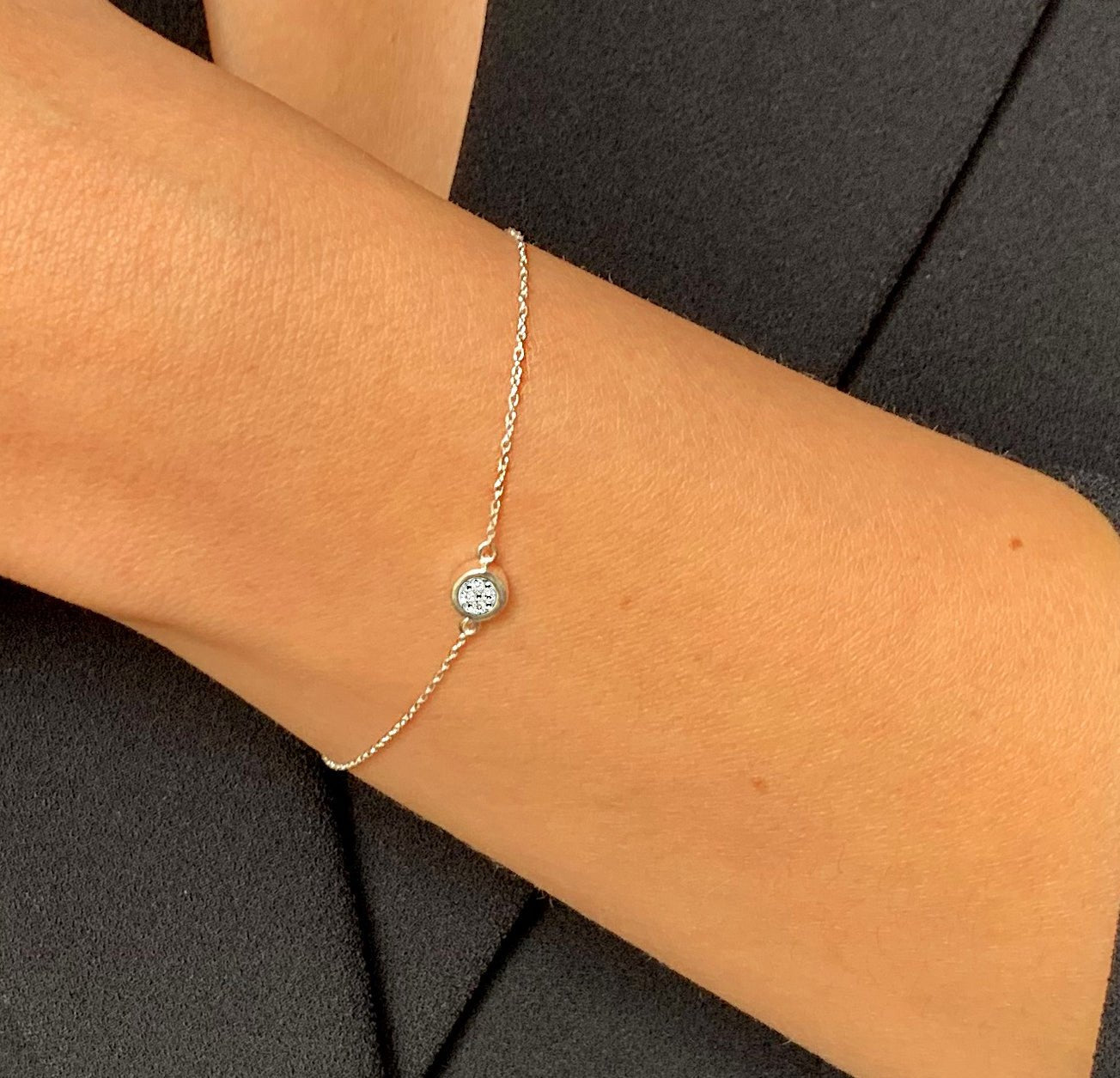 Bracelet en Argent 925 plaqué Rhodium assemblé de Diamant HSI - Maison Di Giorgio