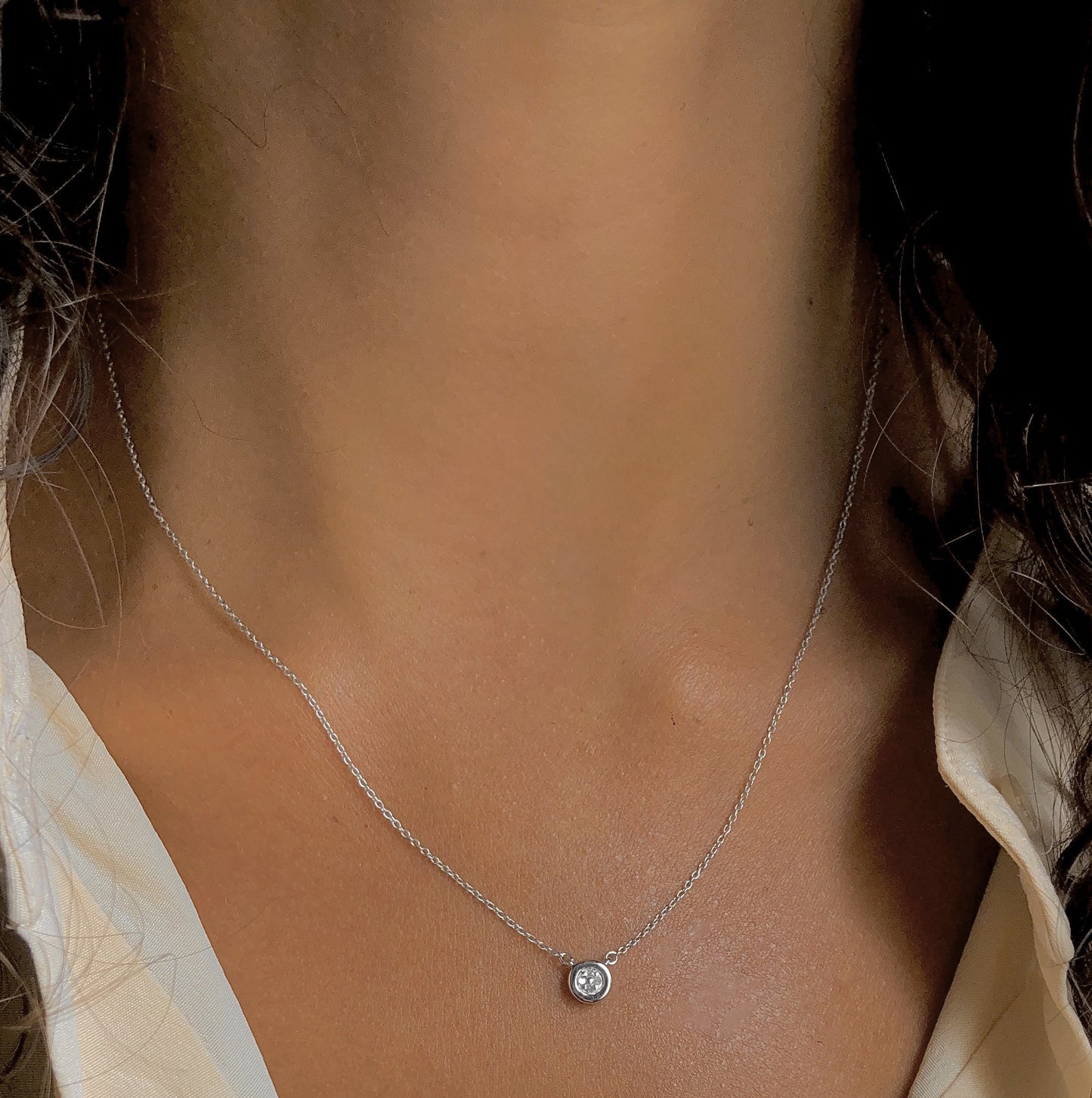 Collier en Argent 925 plaqué Rhodium assemblé de Diamant HSI - Maison Di Giorgio