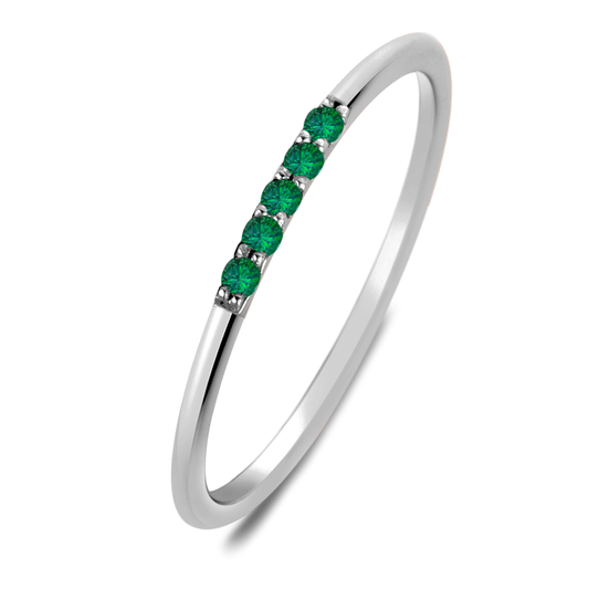 Bague en Argent 925 plaqué Rhodium assemblée d'Émeraude - Maison Di Giorgio