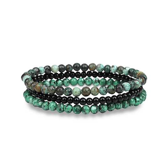 Bracelet perles assemblé d'Onyx vert et d'Argent 925 - Maison Di Giorgio