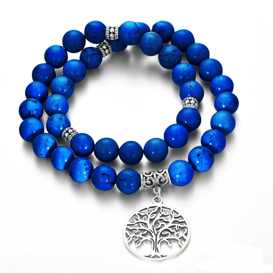 Bracelet perles assemblé de Lapis - lazuli et d'Argent 925 - Maison Di Giorgio
