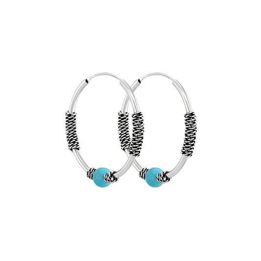 Boucles d'oreilles en Argent 925 assemblées de Turquoise - Maison Di Giorgio