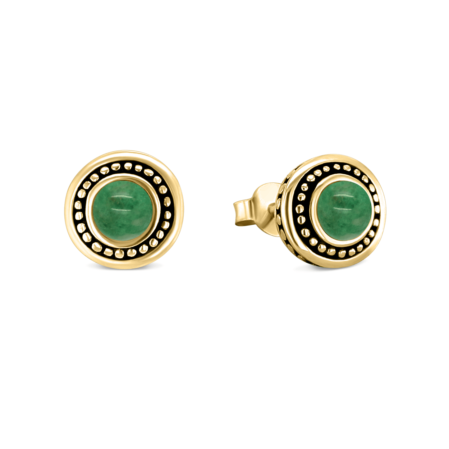 Boucles d'oreilles en Argent 925 doré Or jaune 18k assemblées de Amazonite verte - Maison Di Giorgio