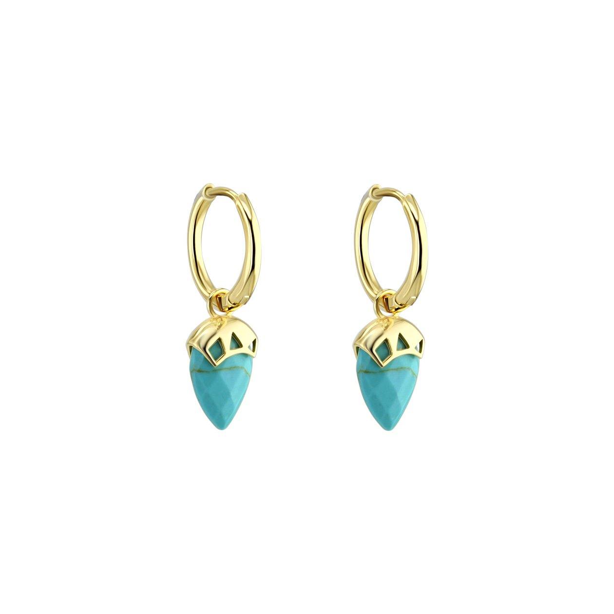 Boucles d'oreilles en Argent 925 doré Or jaune 18k assemblées de Turquoise - Maison Di Giorgio
