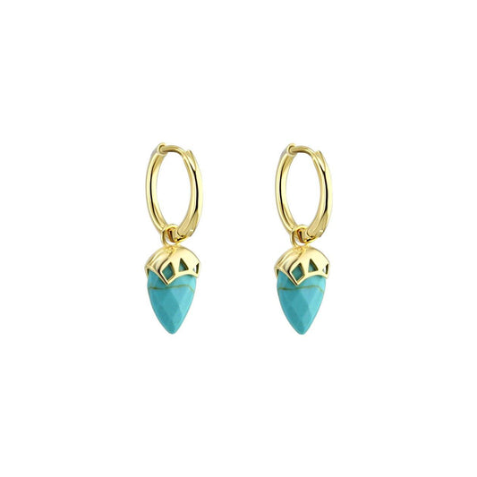 Boucles d'oreilles en Argent 925 doré Or jaune 18k assemblées de Turquoise - Maison Di Giorgio