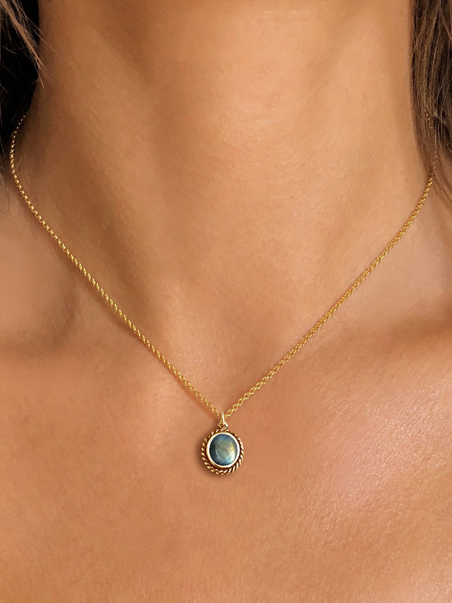 Collier en Argent 925 doré Or jaune 18k assemblé de Labradorite - Maison Di Giorgio