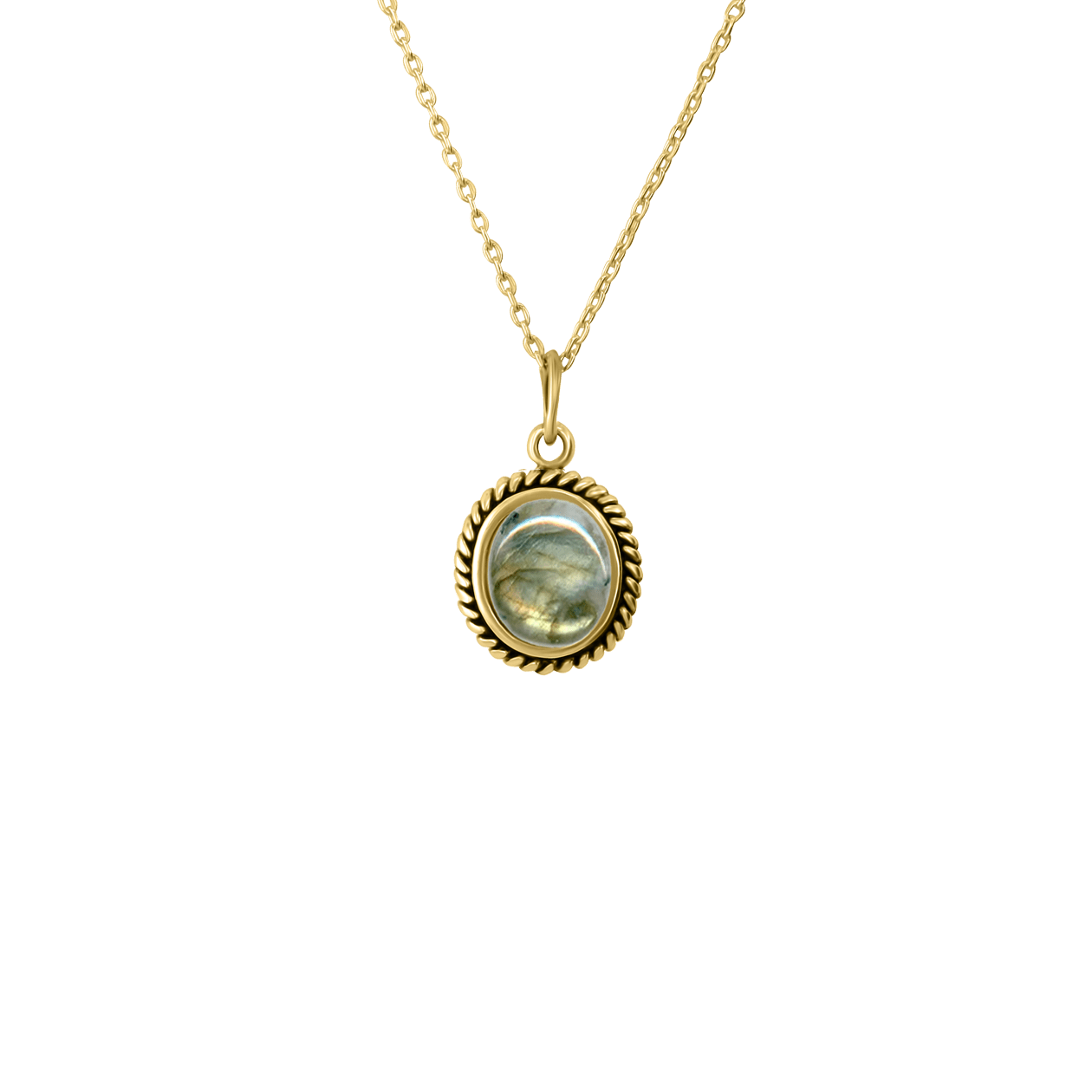Collier en Argent 925 doré Or jaune 18k assemblé de Labradorite - Maison Di Giorgio