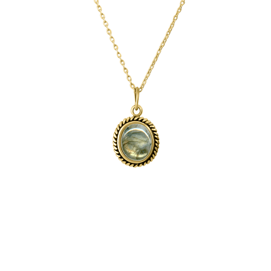 Collier en Argent 925 doré Or jaune 18k assemblé de Labradorite - Maison Di Giorgio