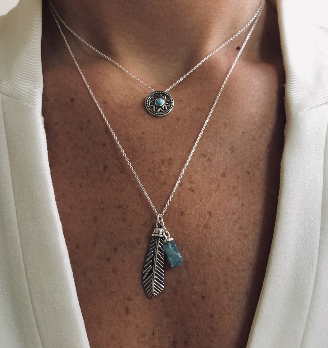 Collier en Argent 925 assemblé d'Apatite - Maison Di Giorgio