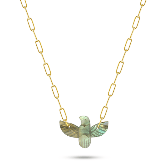 Collier en Argent 925 doré Or jaune 18k assemblé de Labradorite - Maison Di Giorgio