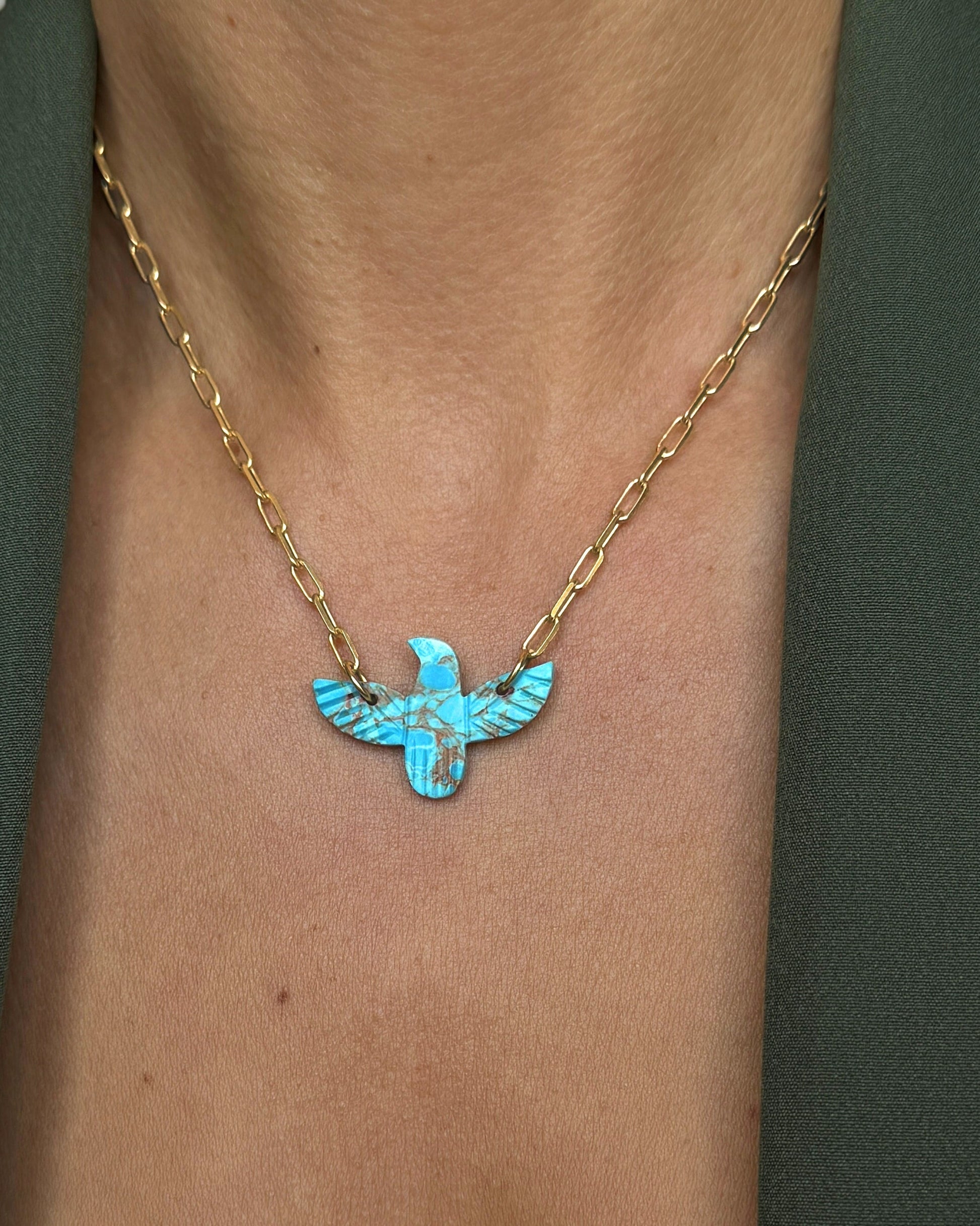 Collier en Argent 925 doré Or jaune 18k assemblé de Turquoise - Maison Di Giorgio