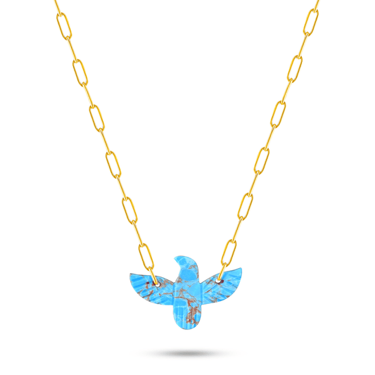 Collier en Argent 925 doré Or jaune 18k assemblé de Turquoise - Maison Di Giorgio