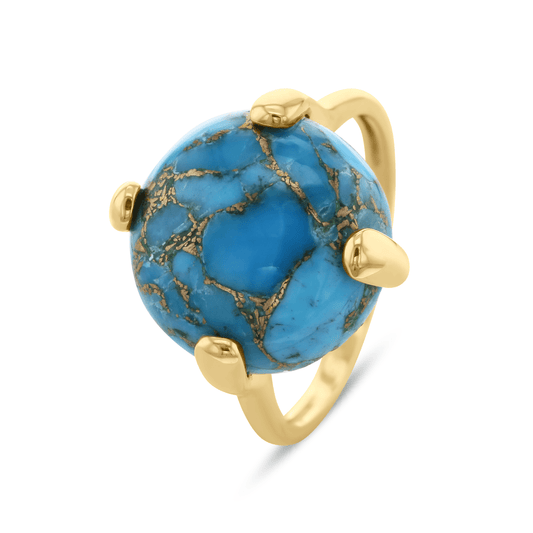 Bague en Argent 925 doré Or jaune 18k assemblée de Turquoise - Maison Di Giorgio