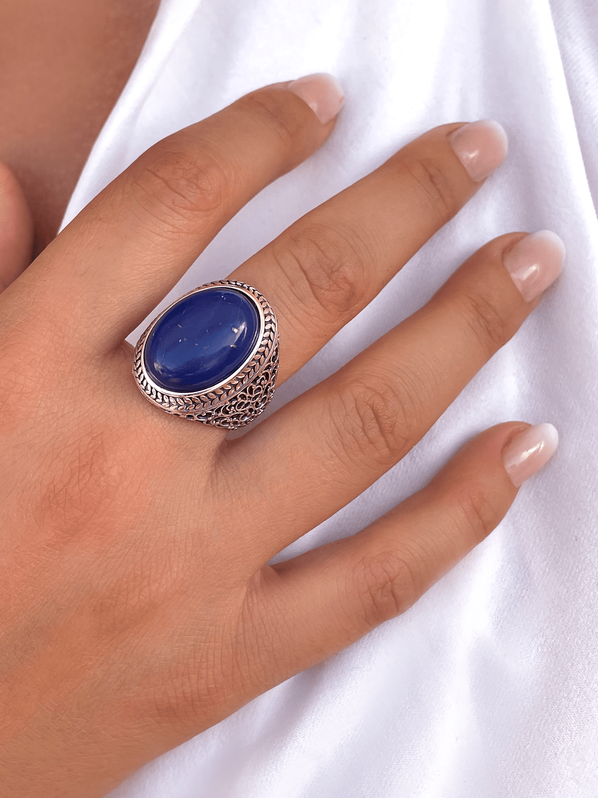 Bague en Argent 925 assemblée de Lapis - lazuli - Maison Di Giorgio
