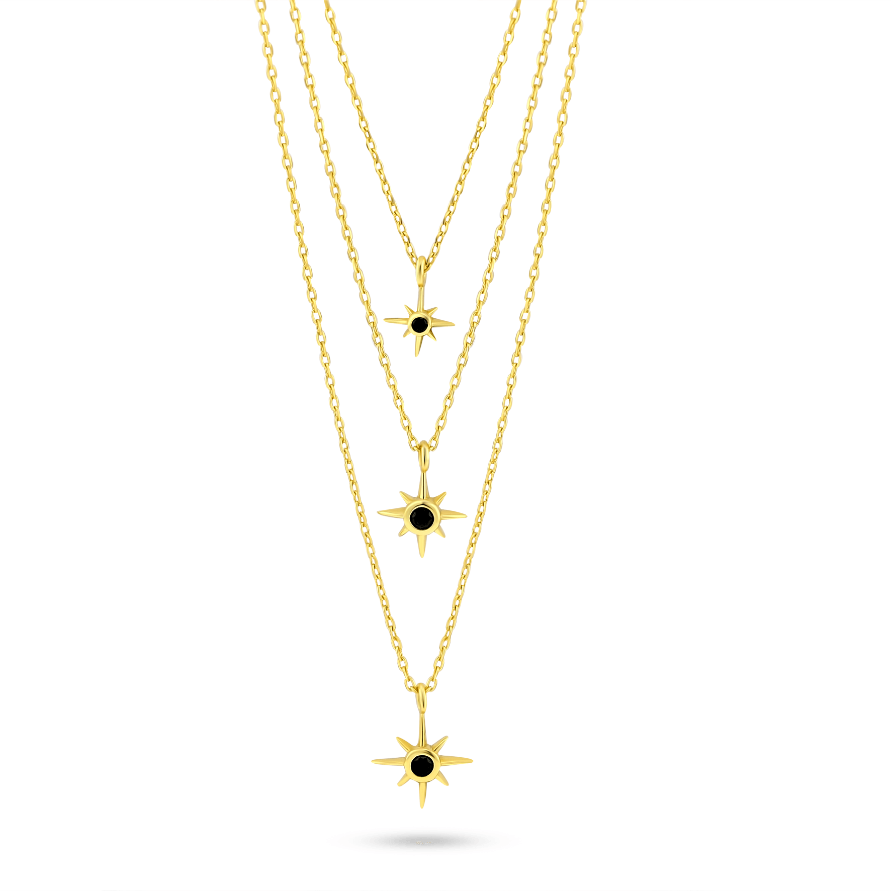 Collier en Argent 925 doré Or jaune 18k assemblé d'Oxyde de zirconium noir - Maison Di Giorgio