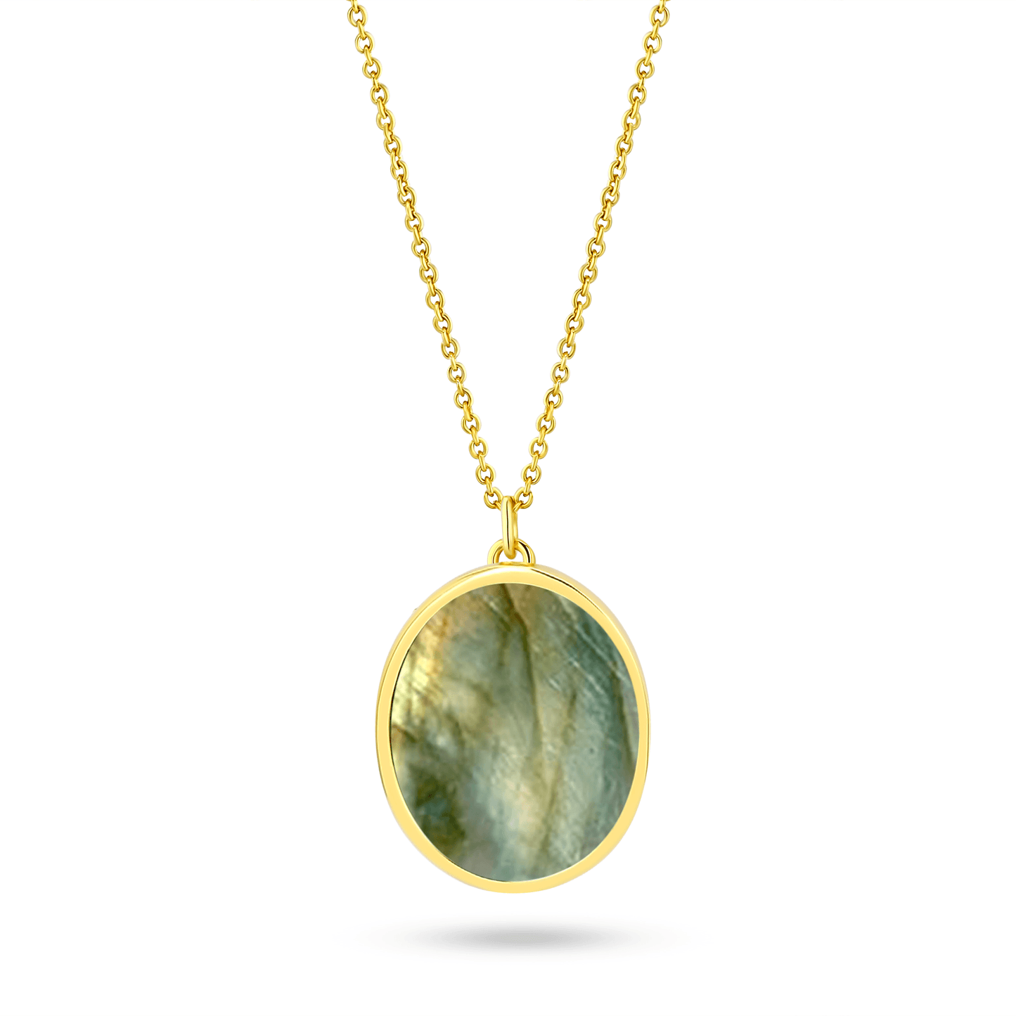 Collier en Argent 925 doré Or jaune 18k assemblé de Labradorite - Maison Di Giorgio