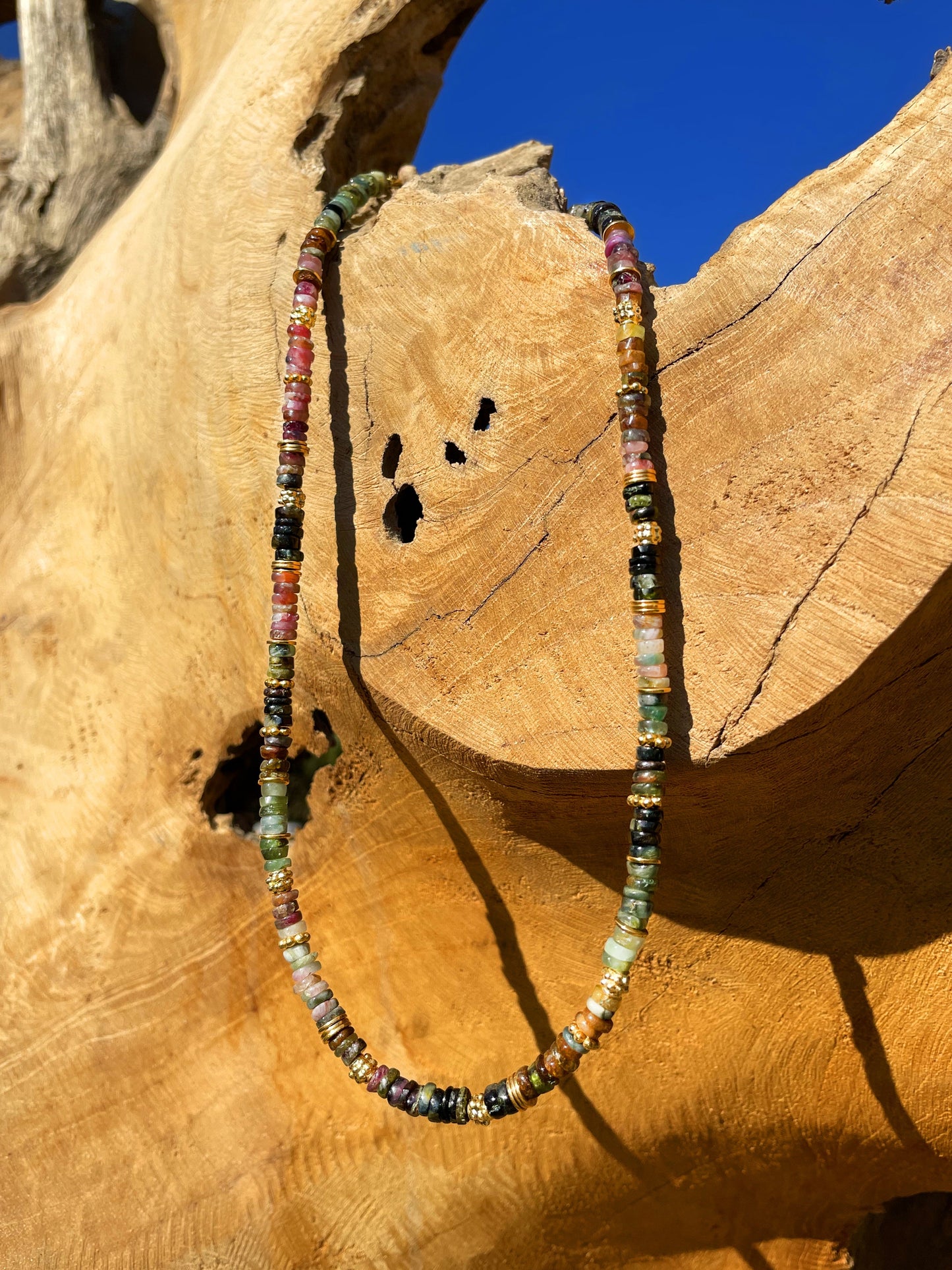 Collier perles doré Or jaune 18k assemblé de tourmaline - Maison Di Giorgio