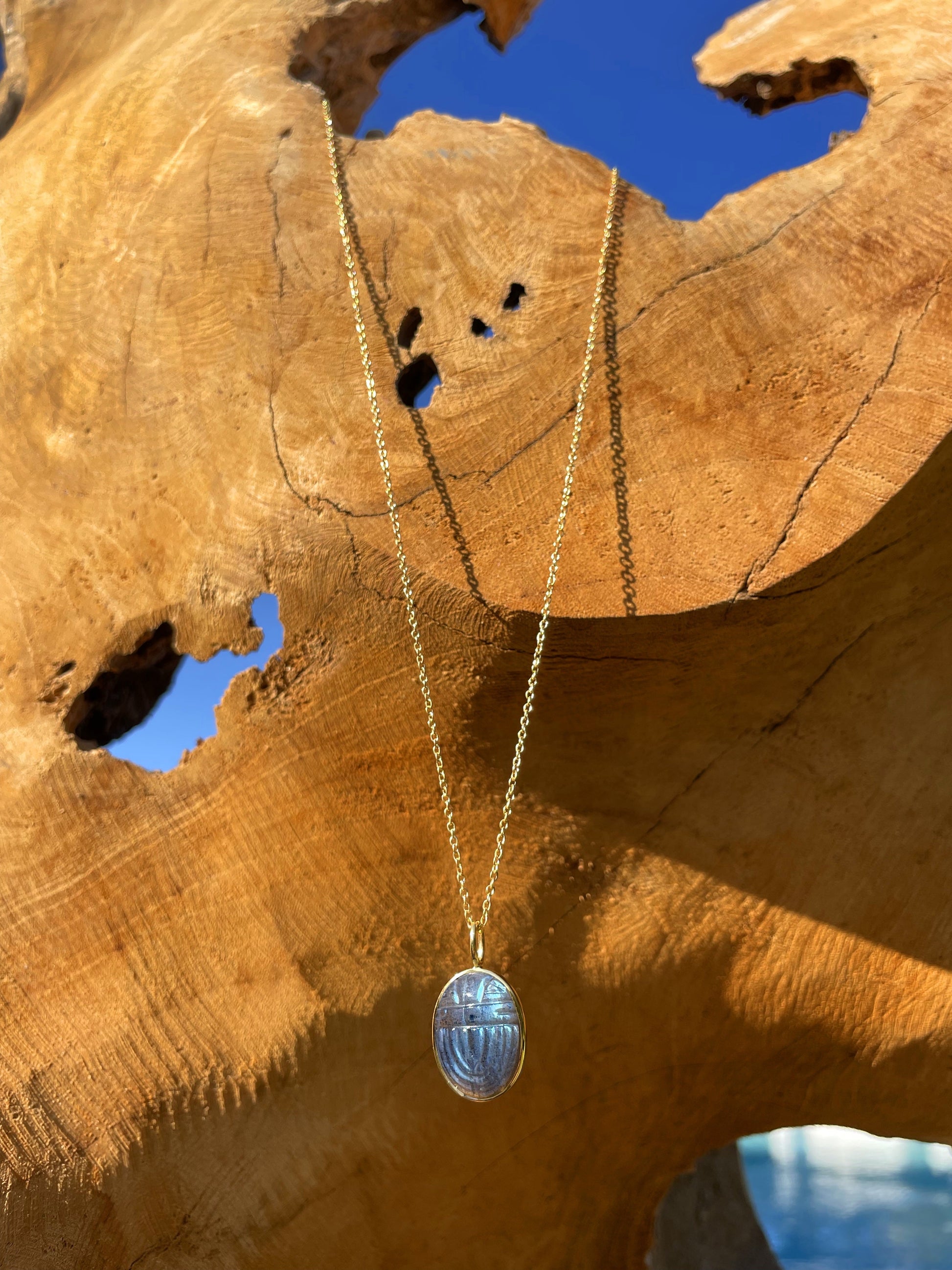 Collier doré Or jaune 18k assemblé de labradorite - Maison Di Giorgio