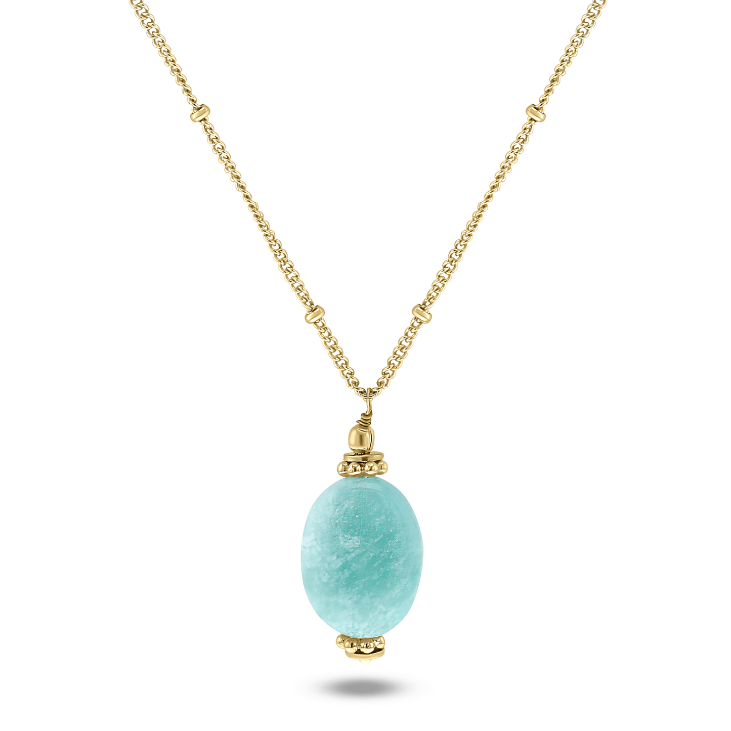 Collier doré Or jaune 18k assemblé d'Amazonite - Maison Di Giorgio