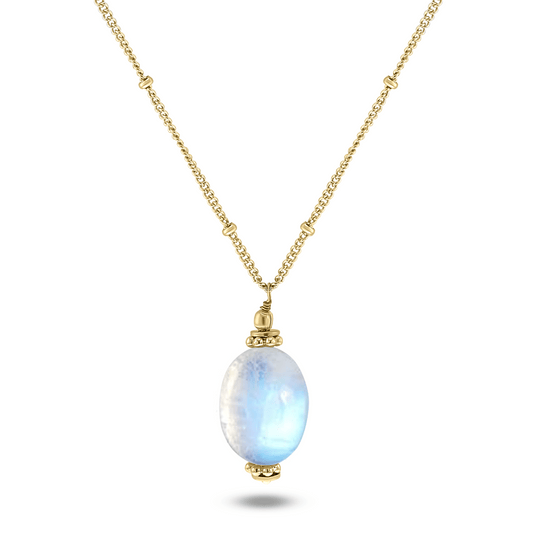 Collier doré Or jaune 18k assemblé de Pierre de lune - Maison Di Giorgio