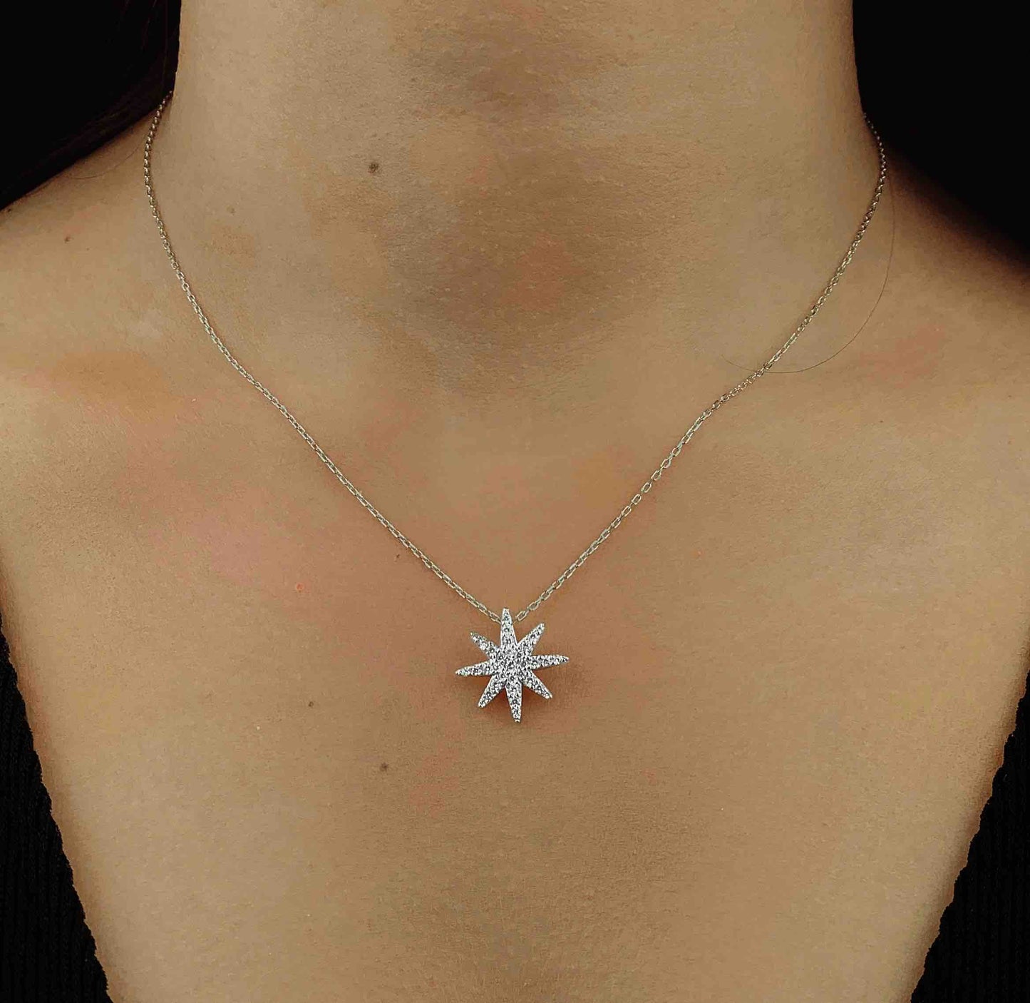 Ensemble de collier et boucles d'oreilles en Argent 925 plaqué Rhodium assemblé d'Oxyde de zirconium - Maison Di Giorgio