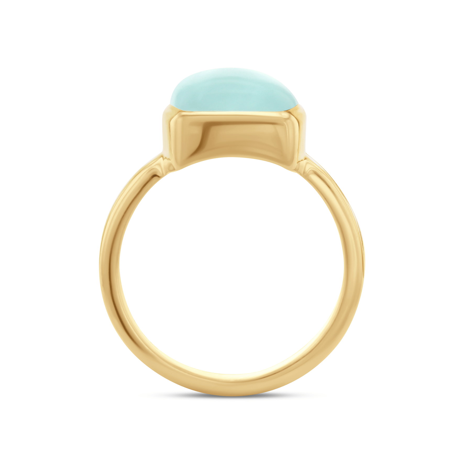 Bague en Argent 925 doré Or jaune 18k assemblée de Calcédoine Aqua - Maison Di Giorgio