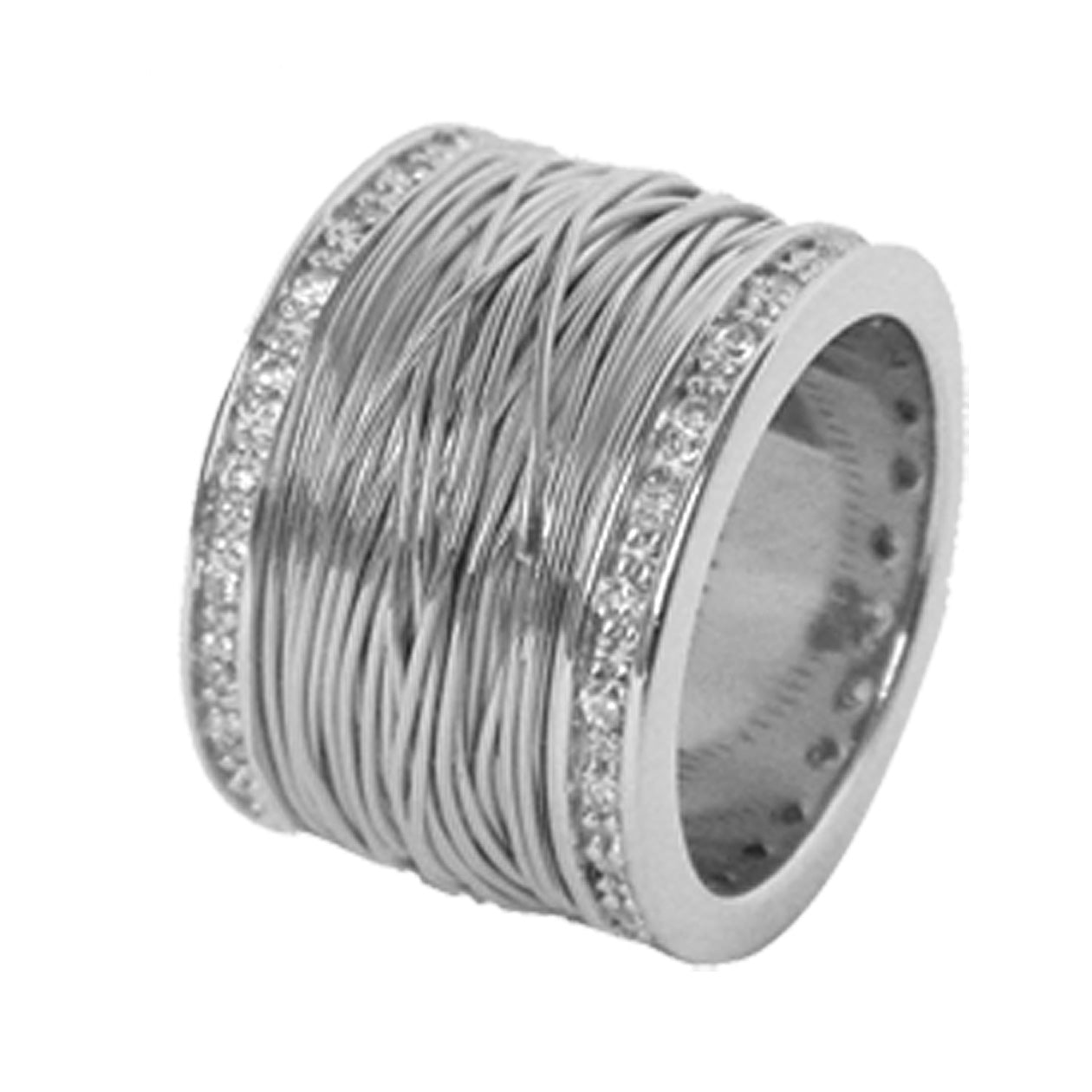 Bague en Argent 925 plaqué Rhodium assemblée d'oxyde de zirconium - Maison Di Giorgio