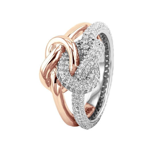 Bague en Argent 925 plaqué Rhodium et Or rose 18k assemblée d'oxyde de zirconium - Maison Di Giorgio
