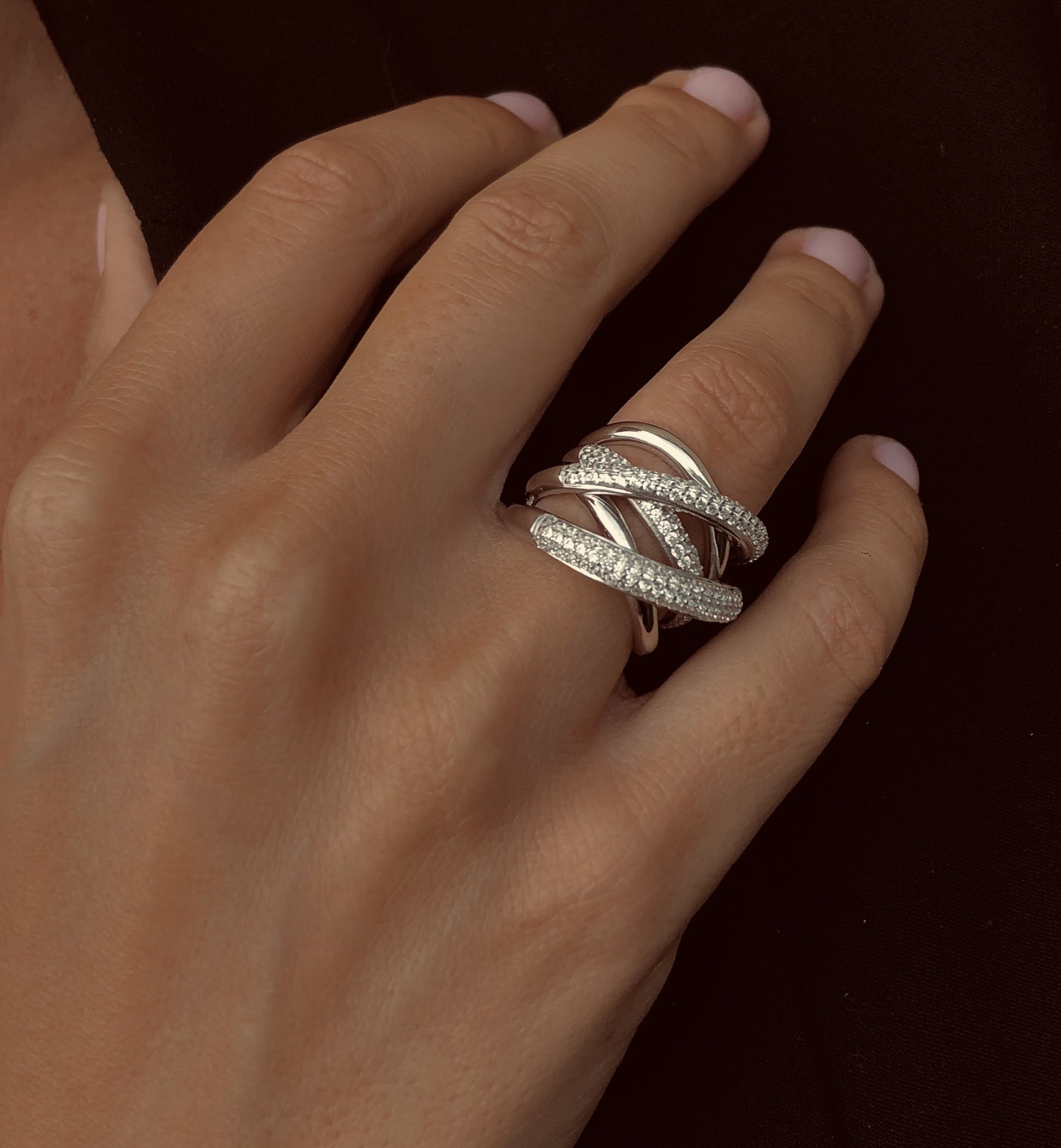 Bague en Argent 925 plaqué Rhodium assemblée d'oxyde de zirconium - Maison Di Giorgio