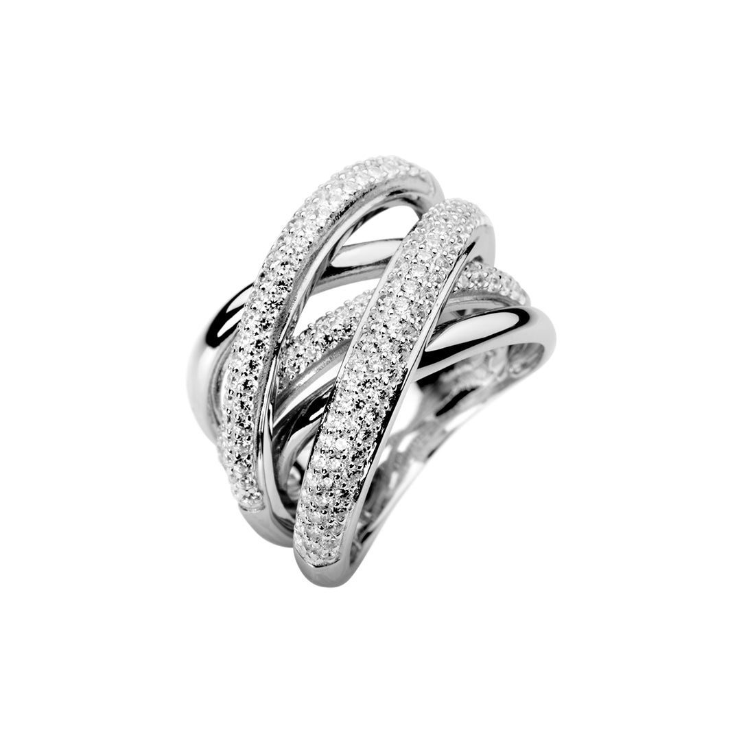 Bague en Argent 925 plaqué Rhodium assemblée d'oxyde de zirconium - Maison Di Giorgio