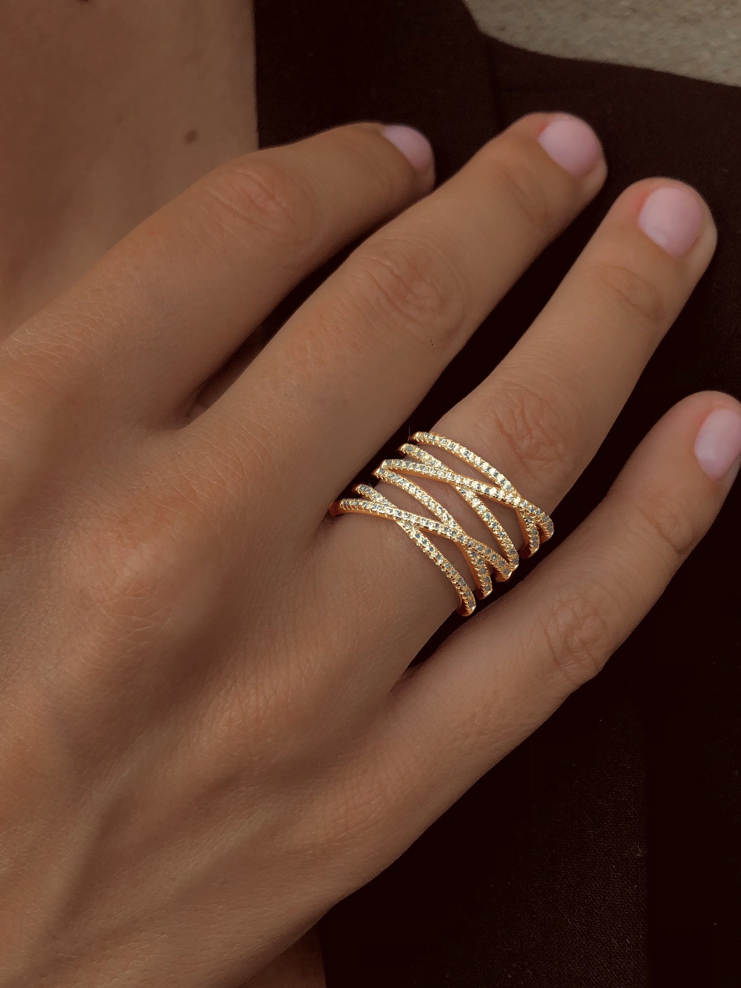 Bague en Argent 925 doré Or jaune 18k assemblée d'Oxyde de zirconium - Maison Di Giorgio