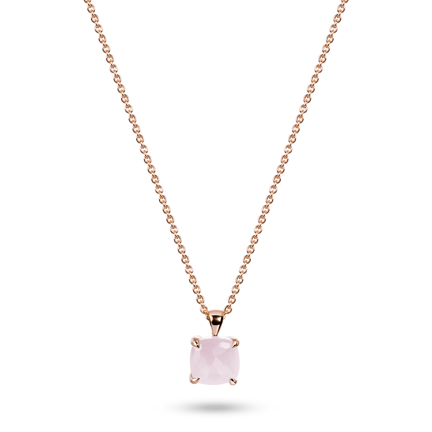 Collier en Argent 925 doré Or rose 18k assemblé de Calcédoine rose - Maison Di Giorgio
