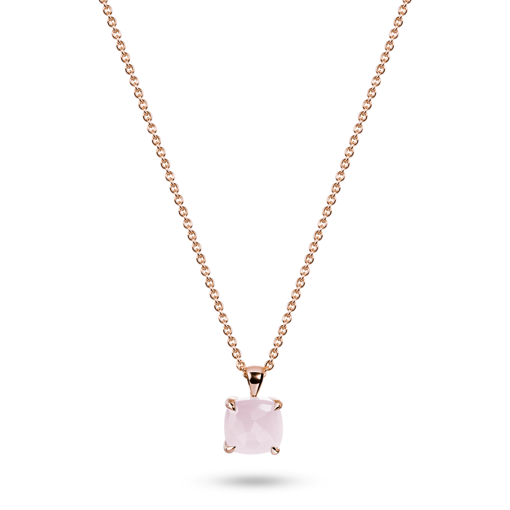 Collier en Argent 925 doré Or rose 18k assemblé de Calcédoine rose - Maison Di Giorgio