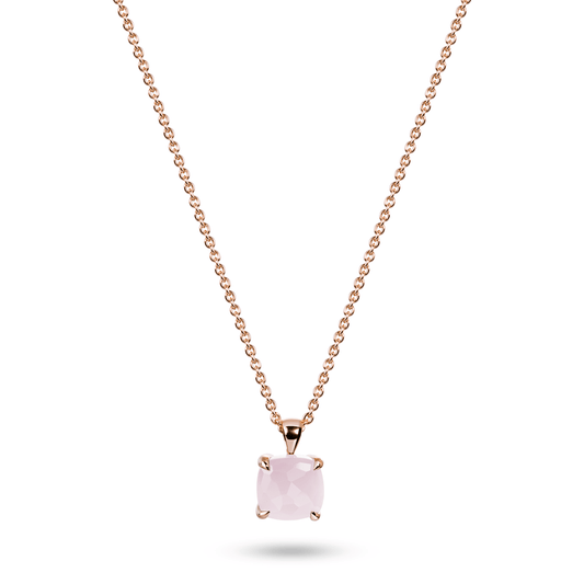 Collier en Argent 925 doré Or rose 18k assemblé de Calcédoine rose - Maison Di Giorgio