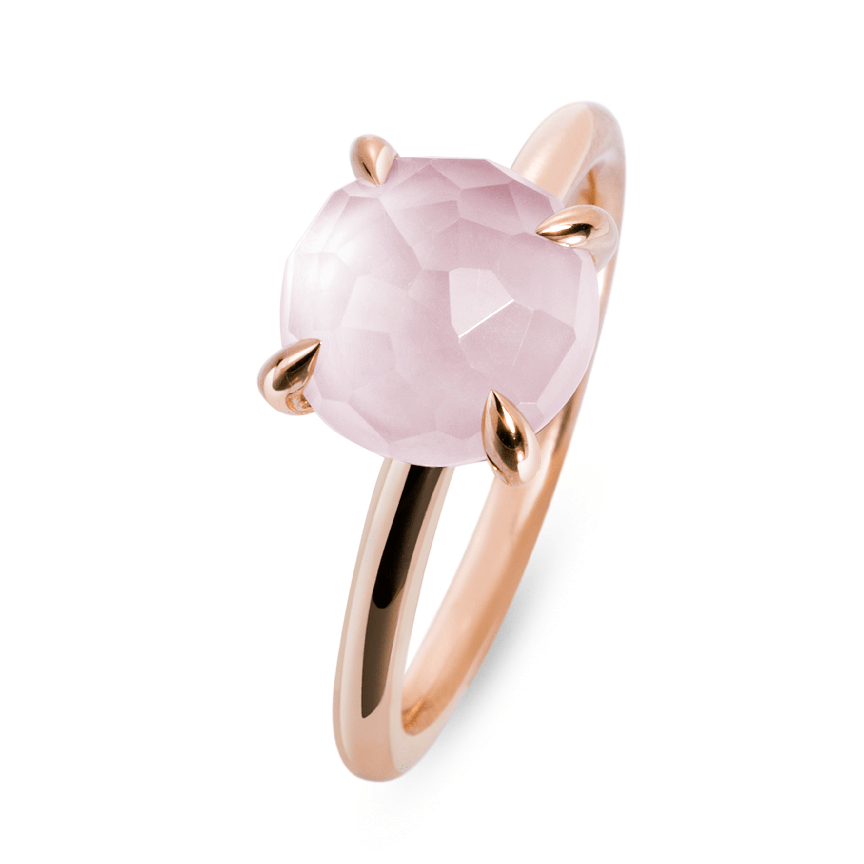Bague en Argent 925 doré Or rose 18k assemblée de Quartz rose - Maison Di Giorgio