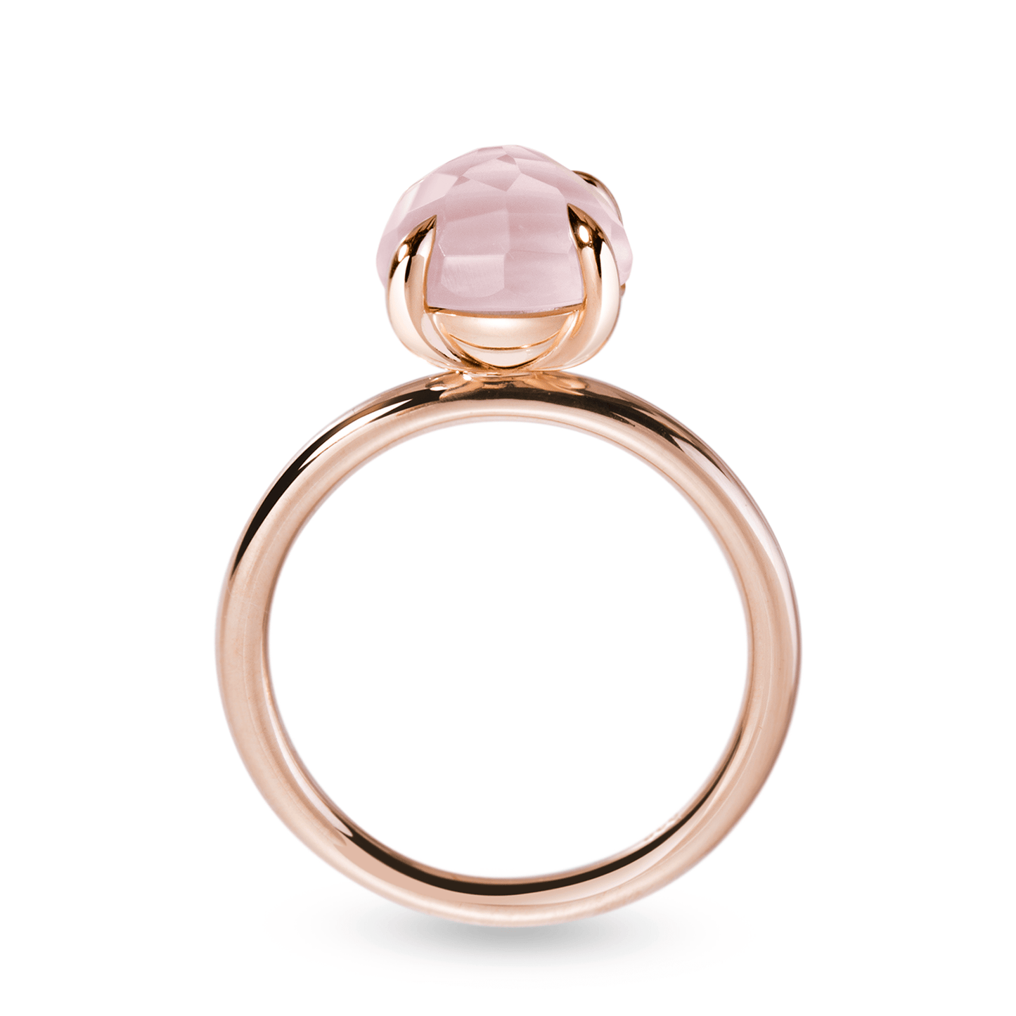 Bague en Argent 925 doré Or rose 18k assemblée de Quartz rose - Maison Di Giorgio