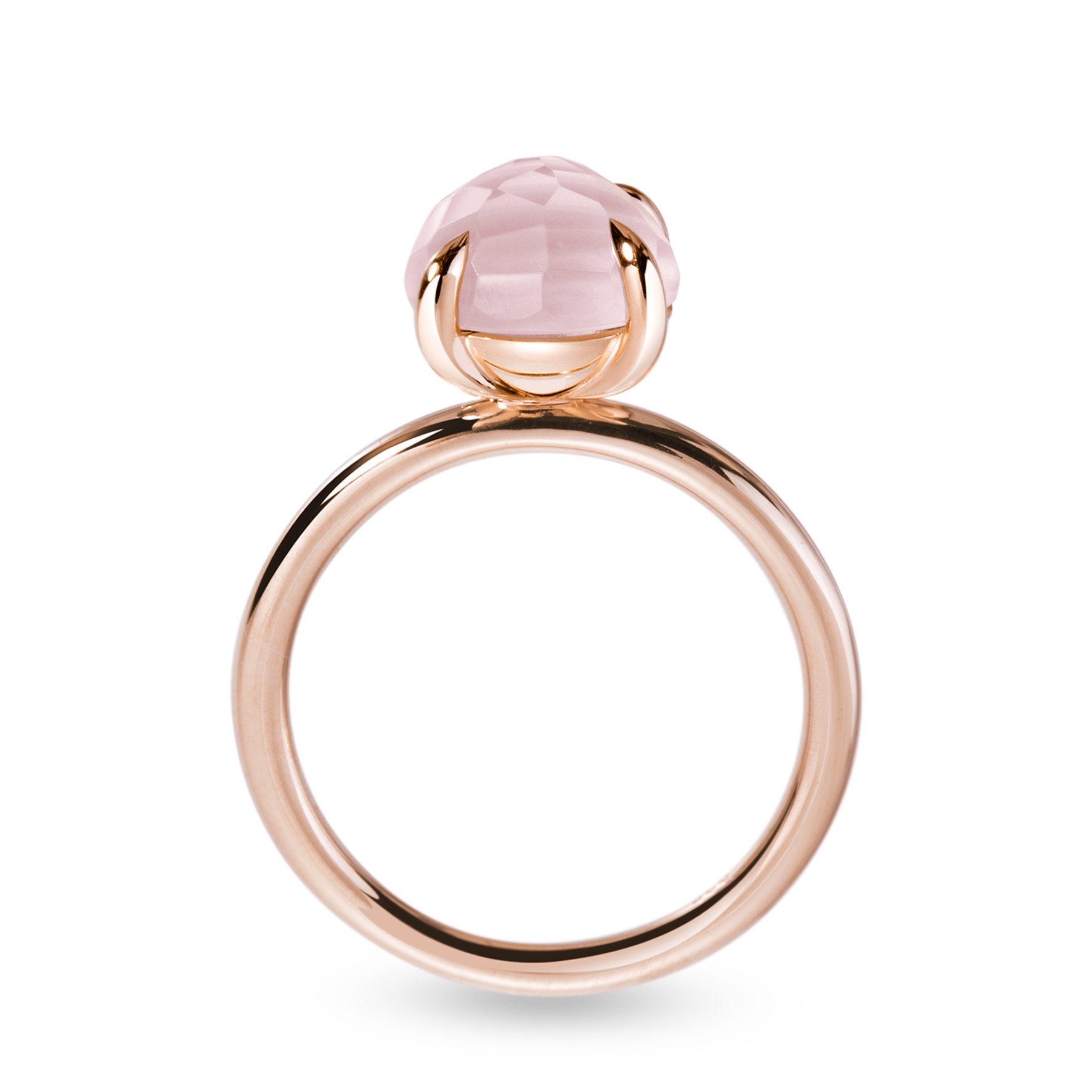 Bague en Argent 925 doré Or rose 18k assemblée de Quartz rose - Maison Di Giorgio