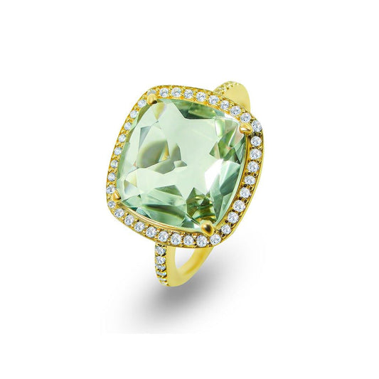 Bague en Argent 925 doré Or jaune 18k assemblée d'Améthyste verte - Maison Di Giorgio