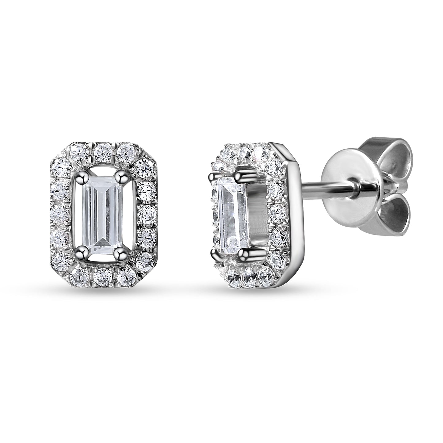 Boucles d'oreilles en Argent 925 plaqué Rhodium assemblées d'Oxyde de zirconium - Maison Di Giorgio